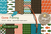 Fishing Digital papers & clipart, a Pattern Graphic by JennyL Designs (Thumbnail 1 of 5)