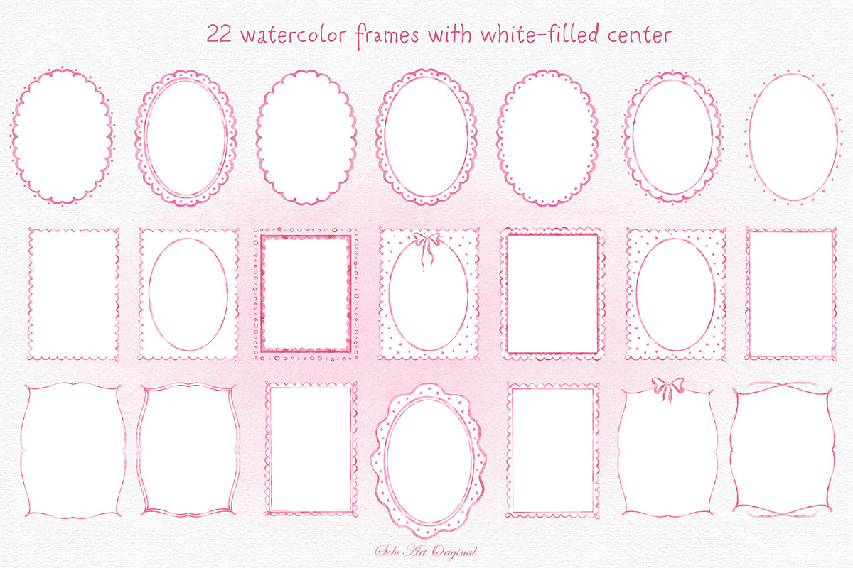 Watercolor Hand-Drawn Pink Frames, an Object Graphic by Solo Art Original (Photo 6 of 14)