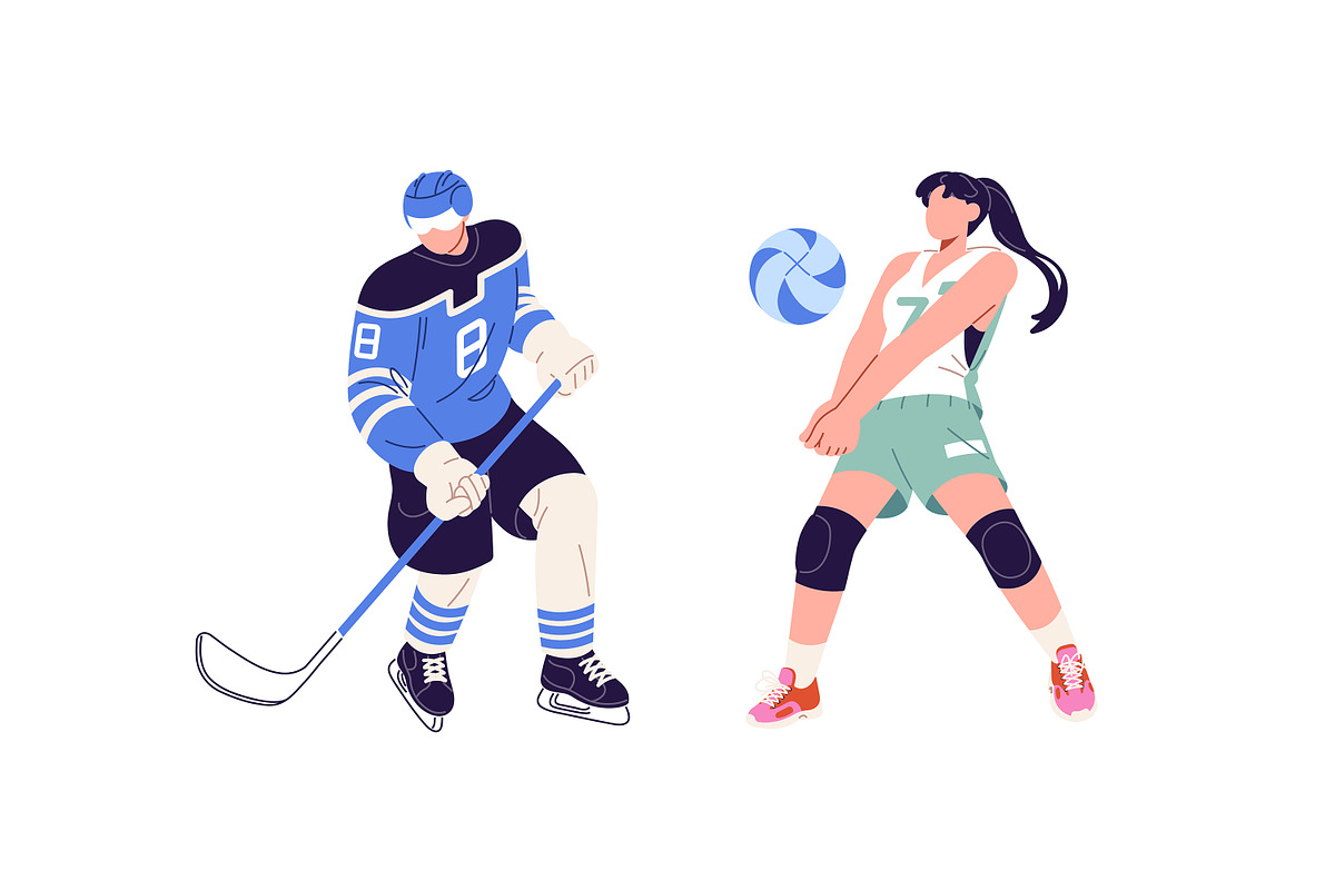 Sport athletes set, seamless pattern, a Sport Illustration by PaperTrident (Photo 6 of 12)