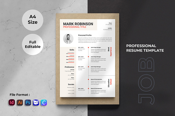 Resume | Indd, Eps, Psd, Word, Docx preview 5