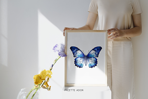 Watercolor Blue Butterflies