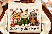 Meowy Christmas Cats Sublimation PNG, a Seasonal Illustration by Canvas Craft (Thumbnail 4 of 6)