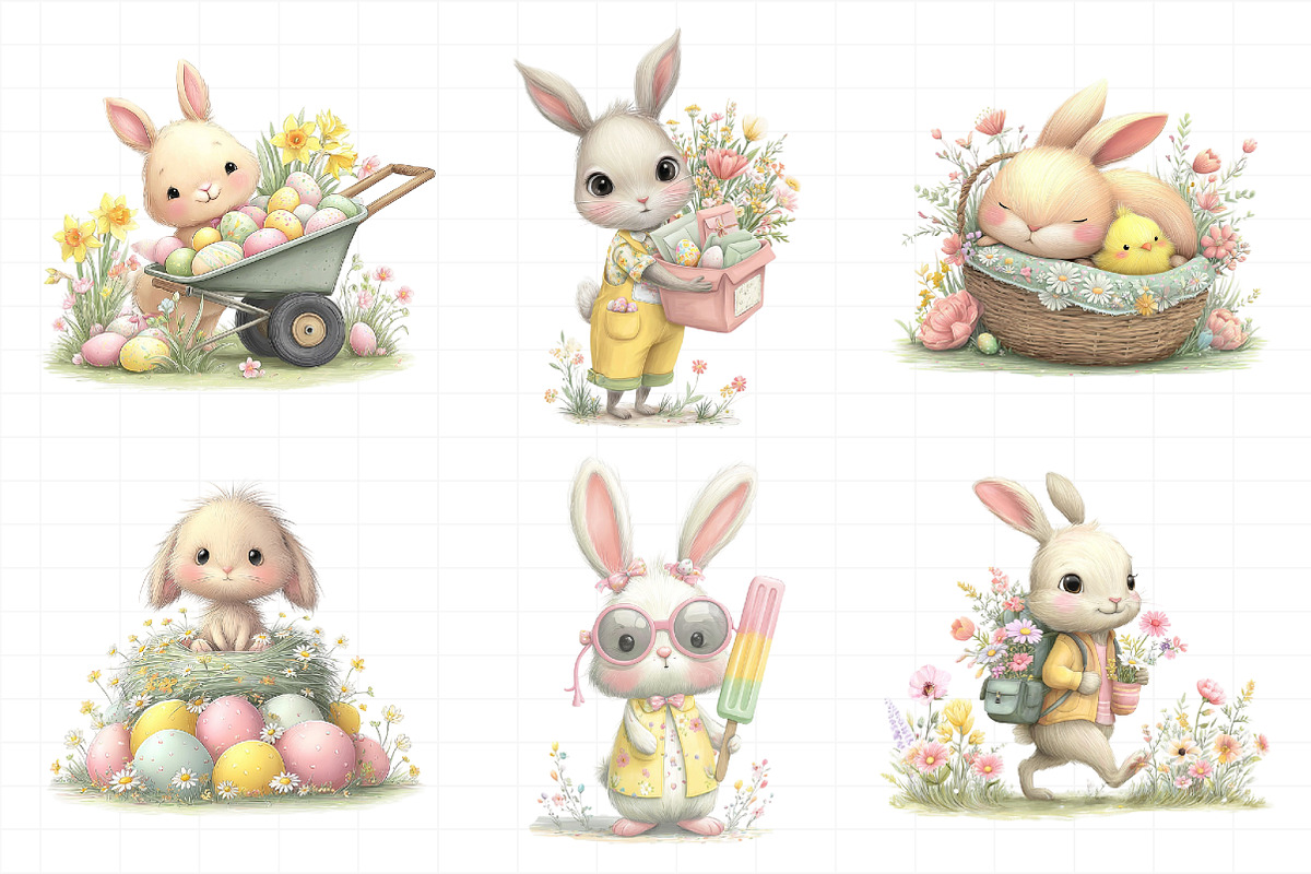 Whimsical Easter Bunny Clipart PNG, an Illustration by Daily.Designs (Photo 5 of 7)