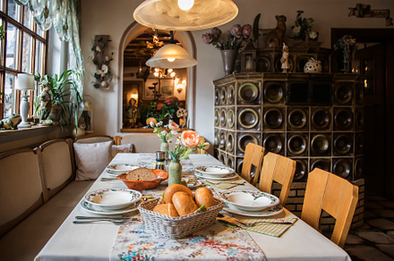 Dinner table in cafe germany, a Food & Drink Photo by ariadna de raadt