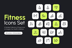 Fitness Icons Bundle, an Outline Icon by Prosymbols