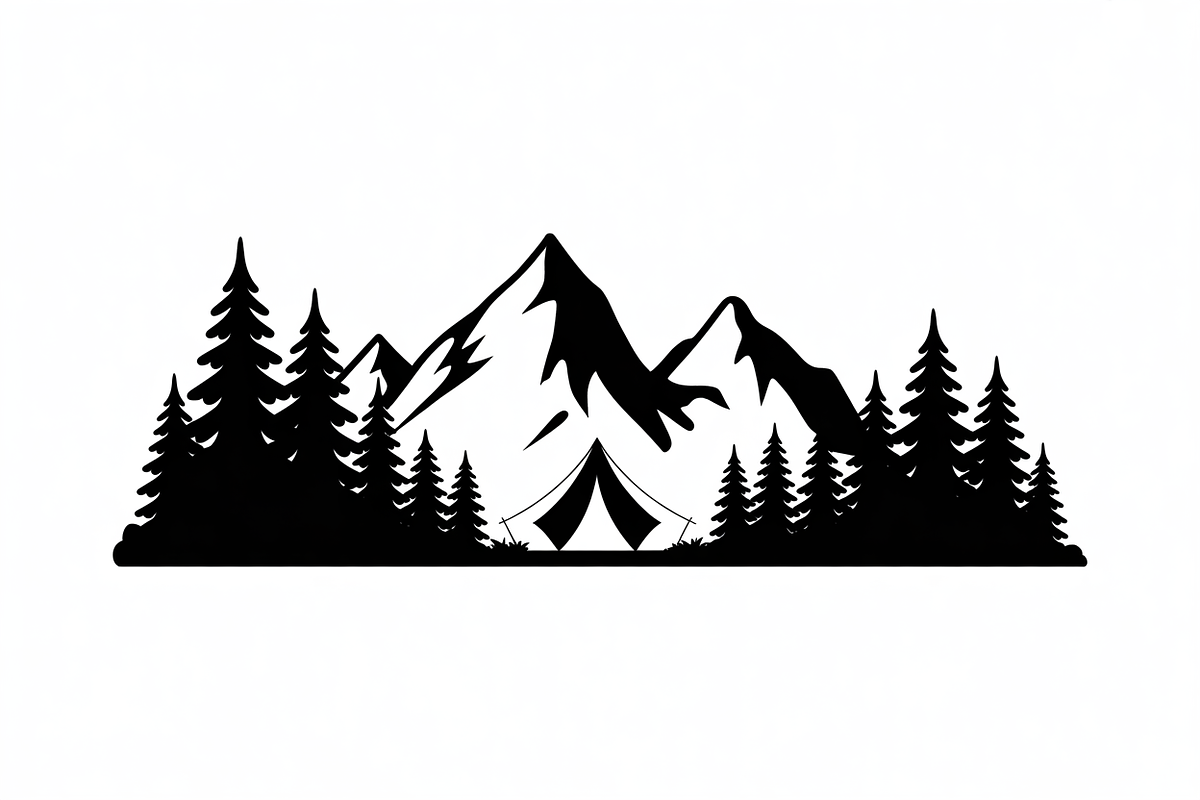 silhouette camping tent mountain, an Illustration by Amazin_art (Photo 10 of 17)