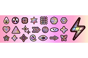 Retro hologram stickers set isolated, an Object Illustration by art PVP - market