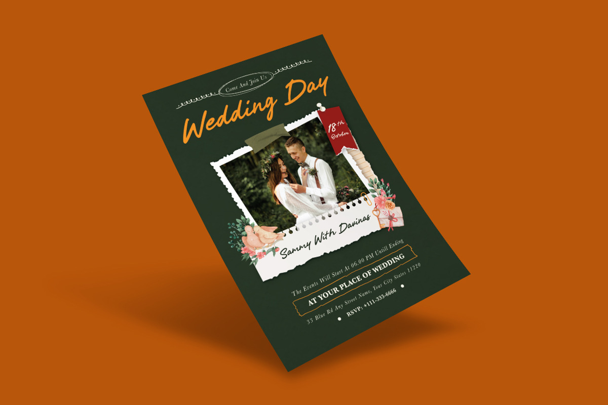 Scrapes Wedding Invitation Template, an Invitation Template by iDoodle Studio (Photo 3 of 4)