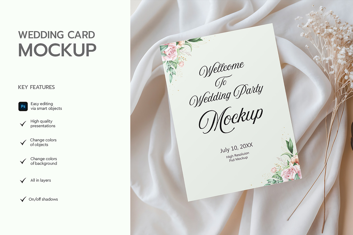 Wedding Party Invitation Card Mockup, a Product Mockup by graphypix (Photo 3 of 4)