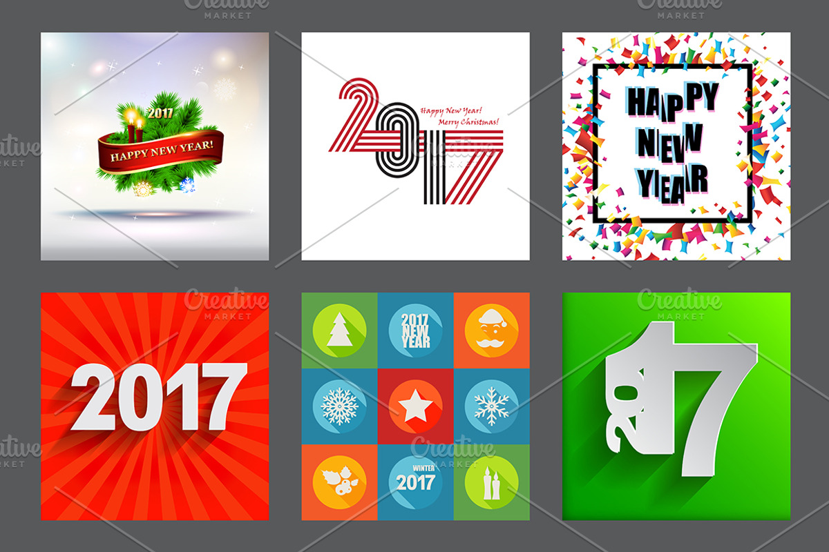 2017 Happy New Year Greeting Cards, a Background Graphic by GalaStudio (Photo 9 of 10)
