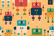 Funny robots seamless pattern set, a Pattern Graphic by Yury Velikanov (Thumbnail 4 of 5)