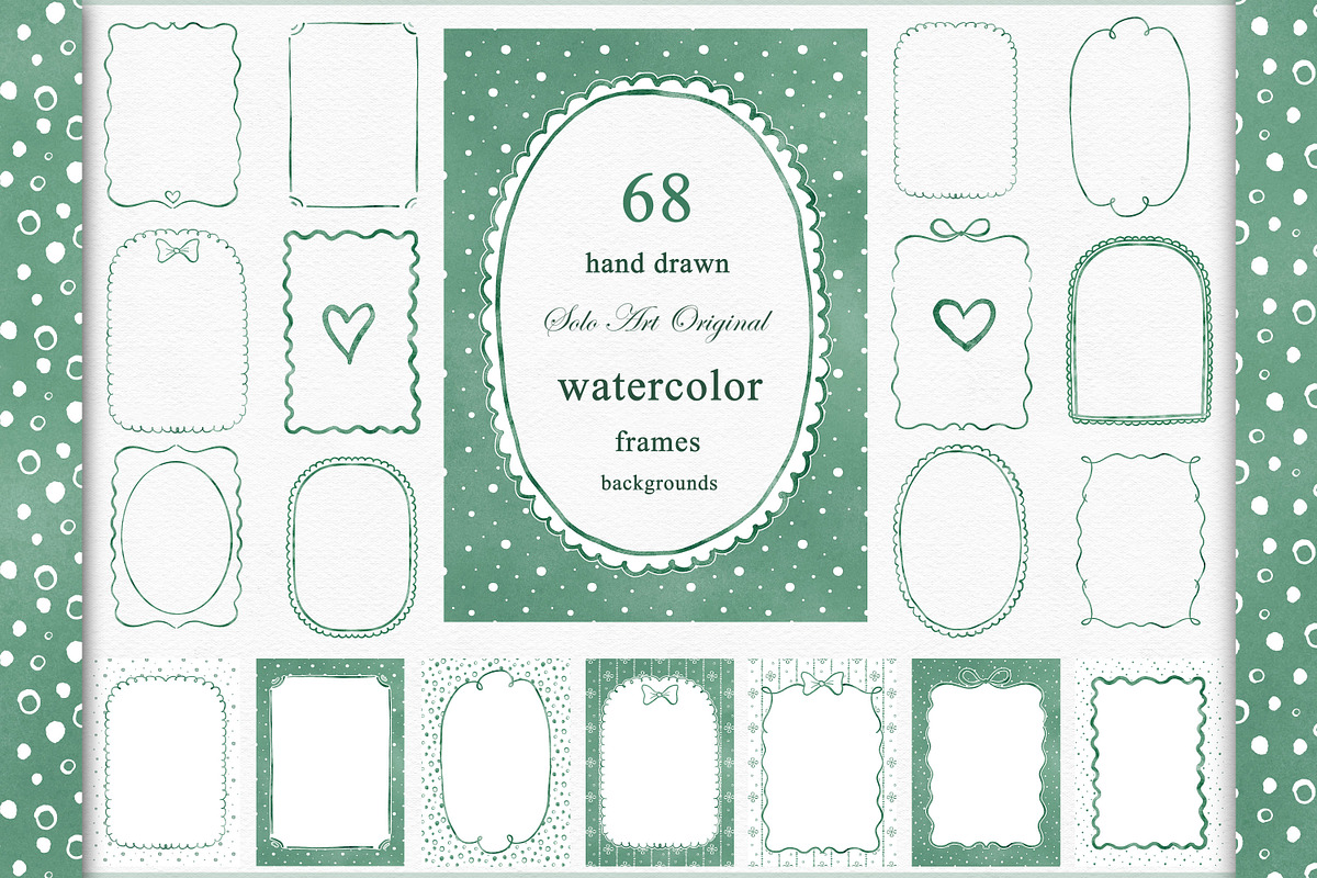 Sage Green Watercolor Bows Frames, a Background Graphic by Solo Art Original (Photo 1 of 14)