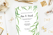 Leafy Watercolor Wedding Invitation, an Invitation Template by Love Design (Thumbnail 3 of 7)