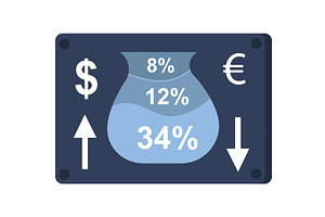 Dollar up and euro down vector icon, a Finance Illustration by vectorpointstudio