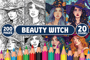 200 Beauty Witch Coloring Pages, an Illustration by BrightMart