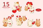 Cute Animal in Love Digital Painting, an Animal Illustration by CreativeValuation (Thumbnail 3 of 12)