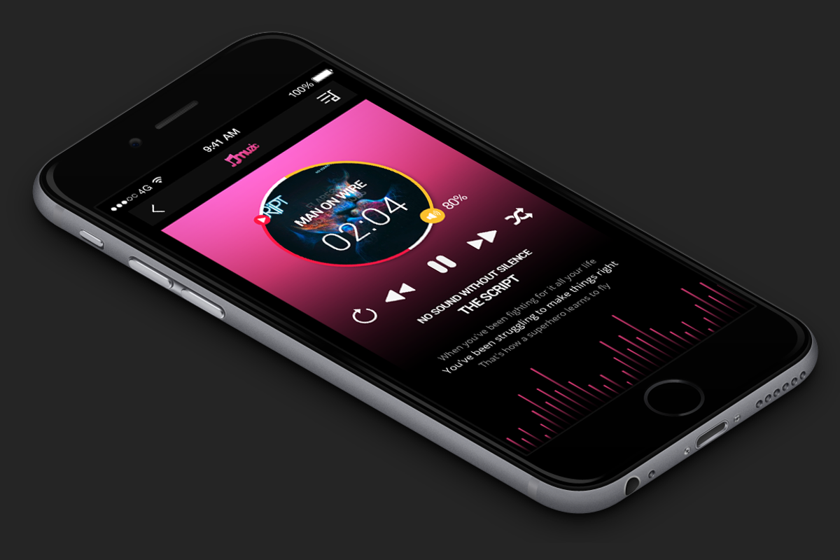 Muzic (Music App UI), an UI Kit Template by Rebound  (Photo 5 of 6)