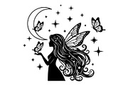 Fairy Moon Butterfly Silhouette, an Object Illustration by Gaye Art (Thumbnail 6 of 31)