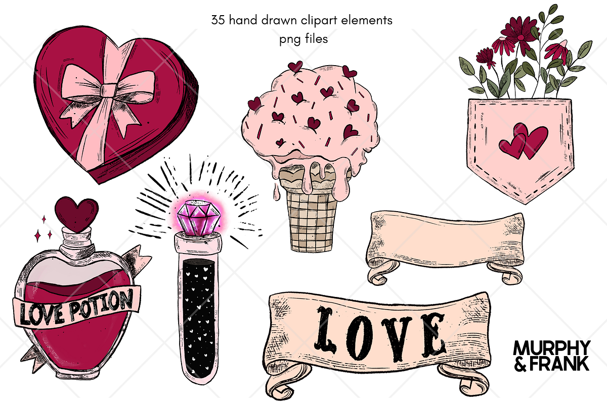 Valentines Day Clipart Bundle, a Graphic by Murphy & Frank (Photo 2 of 7)