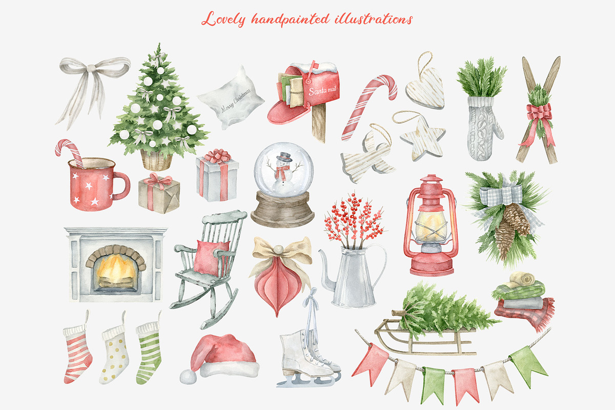 Watercolor Christmas clipart, a Decorative Illustration by AquarelleSpace (Photo 2 of 4)