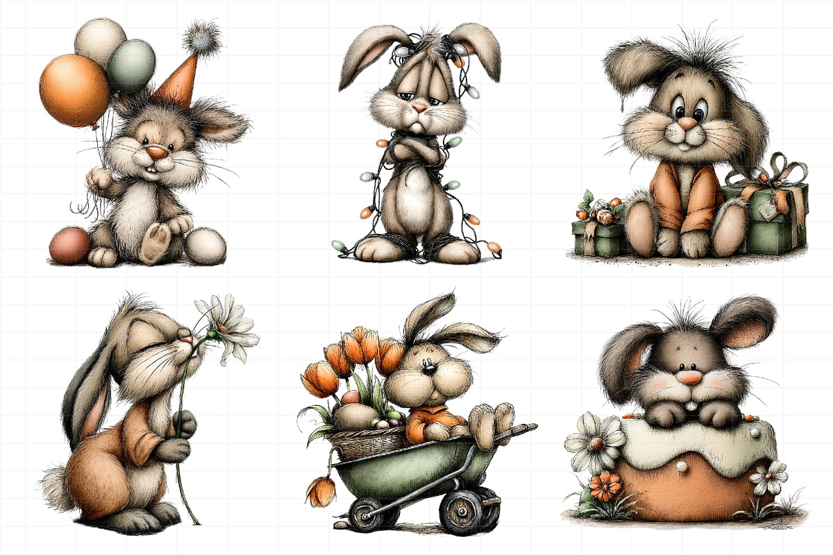 Quirky Easter Bunny Clipart Bundle, an Illustration by Daily.Designs (Photo 8 of 8)