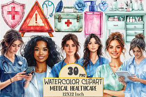Medical Healthcare Watercolor Clipar, a Healthcare Illustration by Rose Art