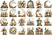 Watercolor Ramadan Mubarak Clipart, an Illustration by Black Bird Studio (Thumbnail 2 of 5)