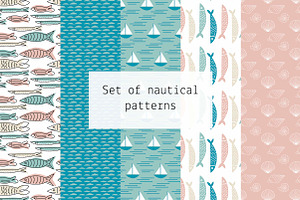 Set of nautical patterns