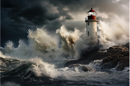 Frigid Lighthouse storm winter, a Nature Photo by Ylivdesign