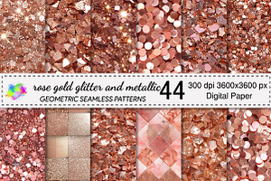 Rose Gold Glitter and Metallic, a Pattern Graphic by Canvas Craft
