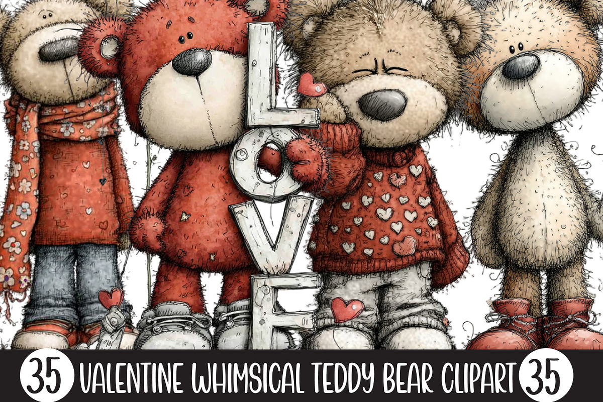 Valentine Whimsical Teddy Bear, an Illustration by Designking (Photo 1 of 5)