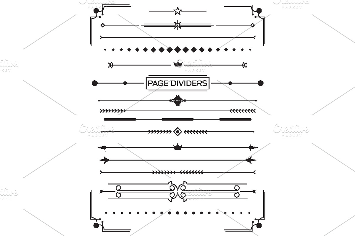 Set of Retro Decorative Page Divider, a Decorative Illustration by Booblgum