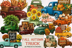 Fall Autumn Truck Sublimation Clipar, an Illustration by SVGArt