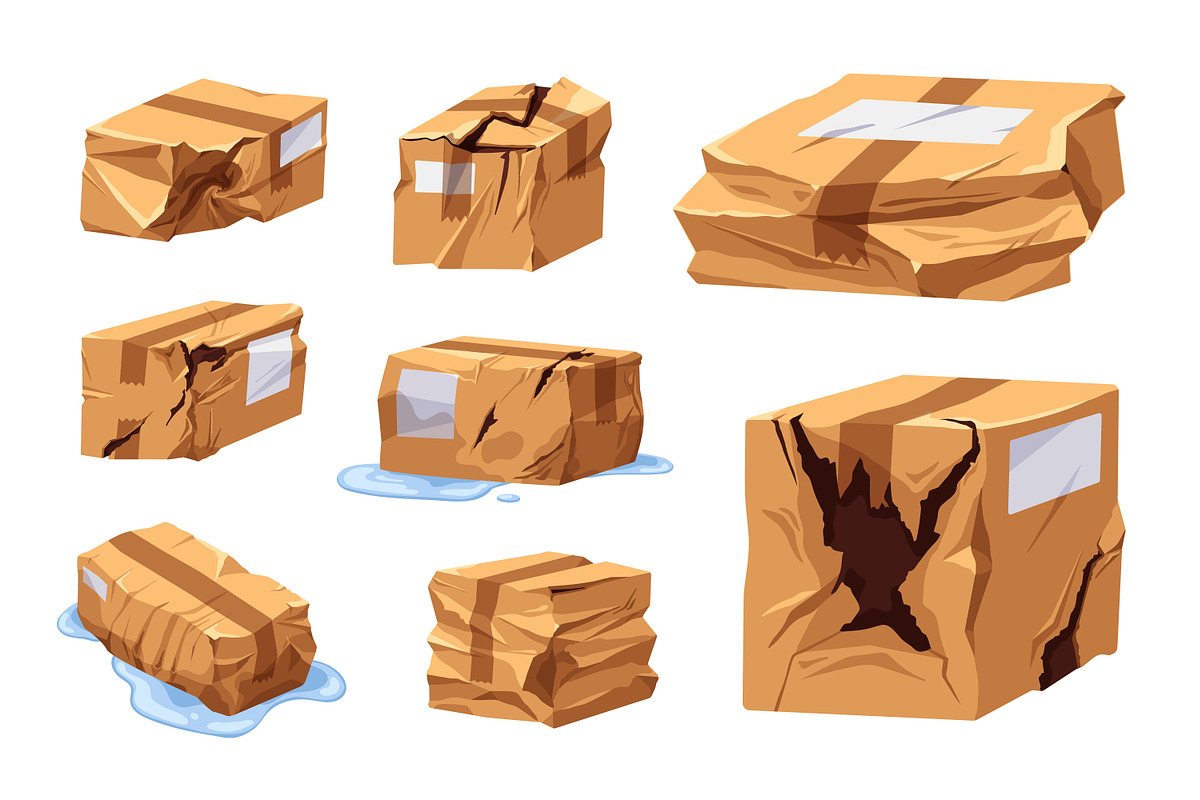 Damaged cardboard boxes set, an Object Illustration by Good Studio (Photo 1 of 9)