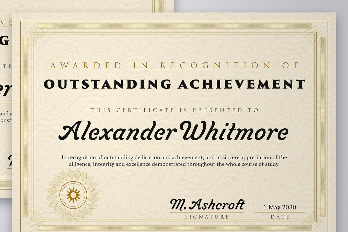 Gold Ornate Certificate Template, a Stationery Template by DesignerCandies (Photo 4 of 4)