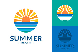 Sunset over the ocean evokes summer, a Branding & Logo Template by Saba Vector