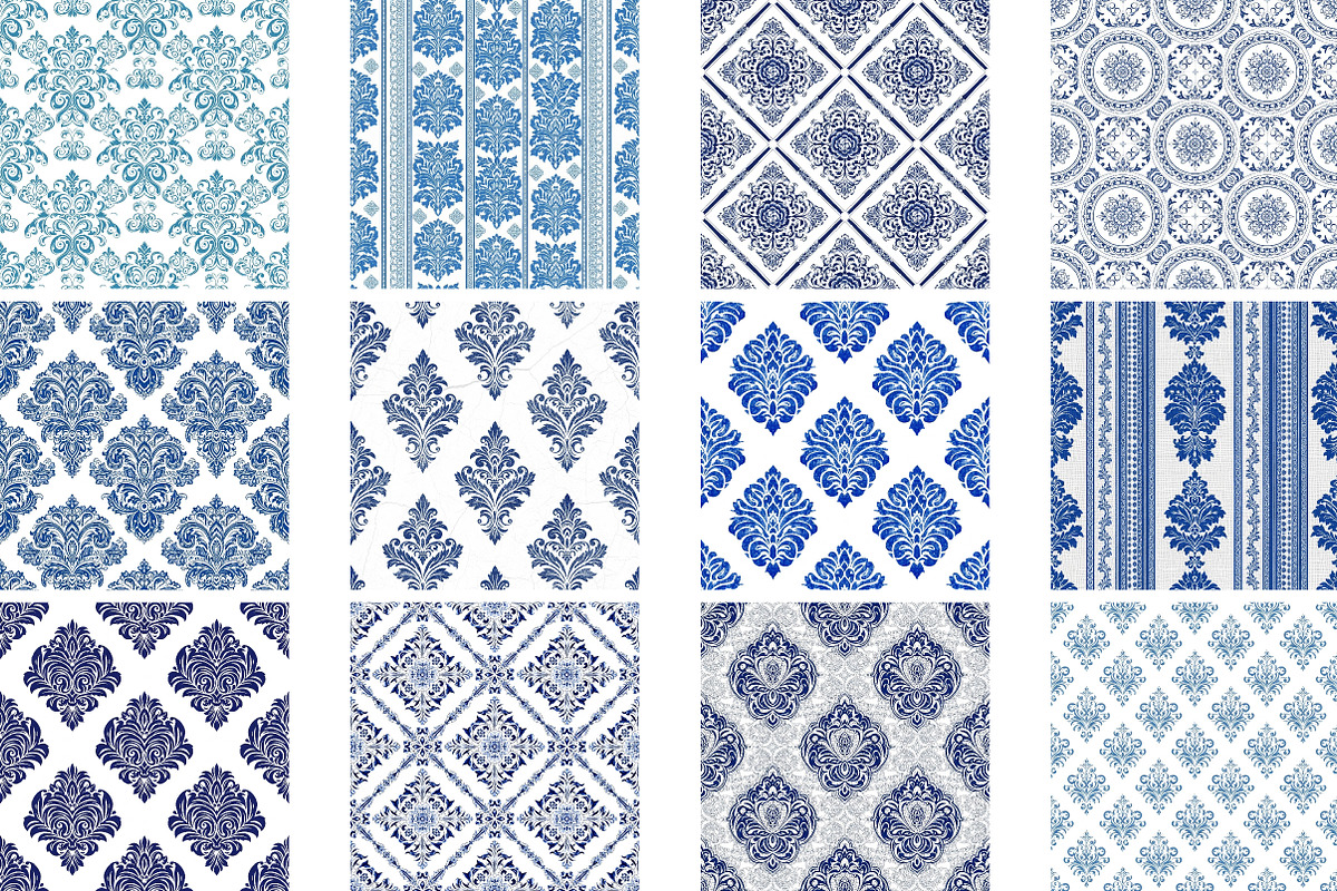 Blue Vintage Damask Seamless Pattern, a Pattern Graphic by Wow Magic (Photo 3 of 3)
