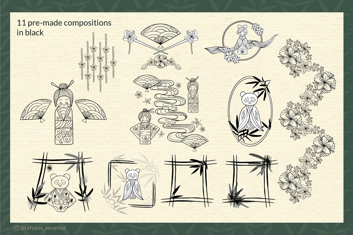 Japanese kokeshi doll clipart, an Object Graphic by Tatyana_Zenartist (Photo 4 of 12)