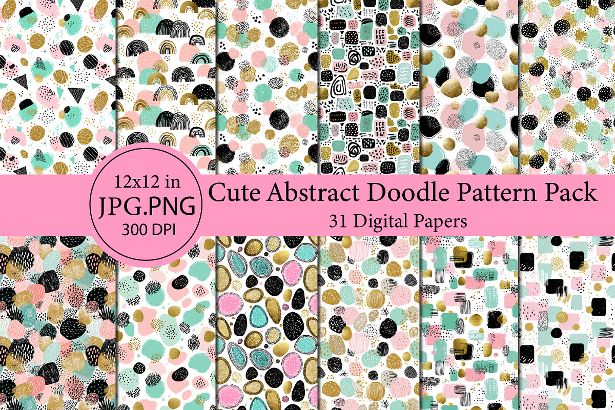 Cute Abstract Doodle Pattern Pack, an Illustration by Designworld (Photo 1 of 6)