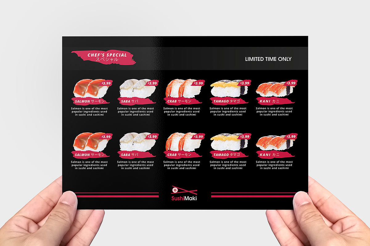 Sushi Restaurant Flyer Template, a Flyer Template by BrandPacks (Photo 2 of 4)