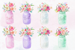 Mason Jar Clipart. Spring Clipart