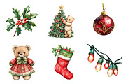 Watercolor Christmas Clipart Bundle, a Transportation Illustration by SinaCreation (Thumbnail 5 of 6)