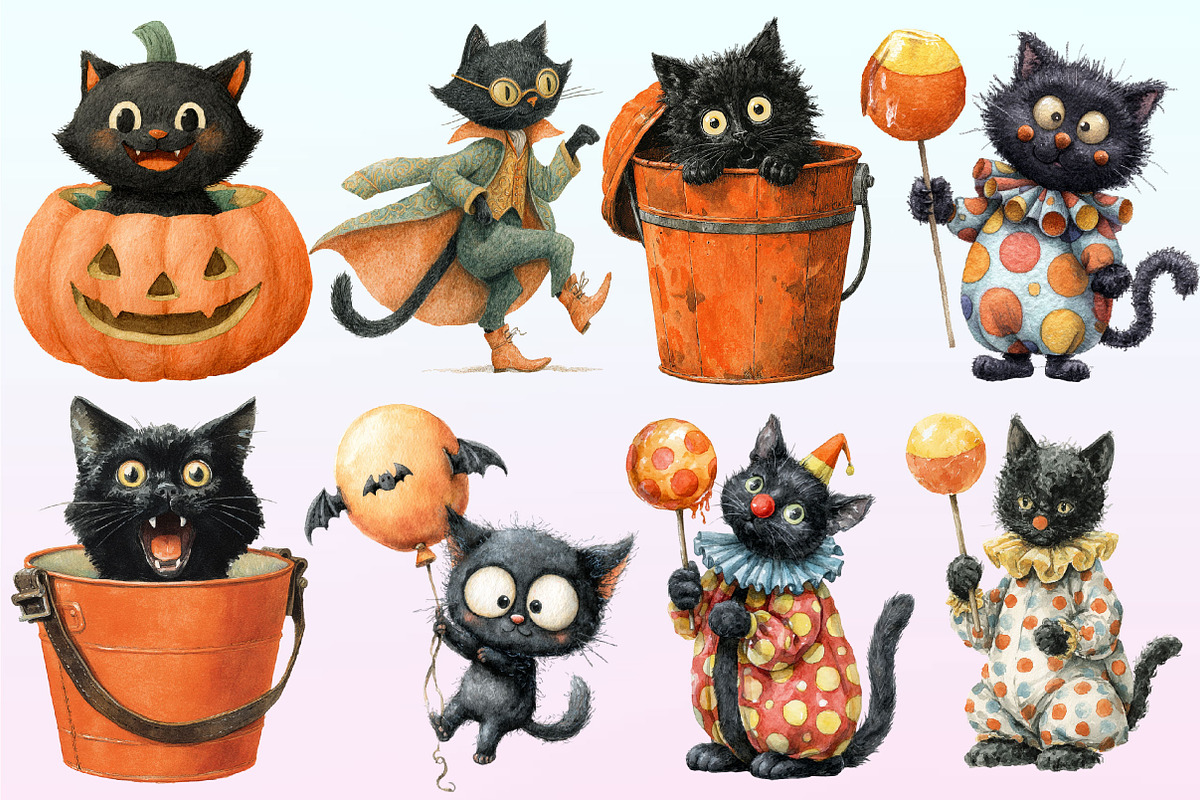 Funny Halloween Black Cat Clipart., a Graphic by CitraGraphics (Photo 2 of 4)
