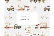 Farm cart farming gardening pattern, a Pattern Graphic by Milatoo (Thumbnail 3 of 4)