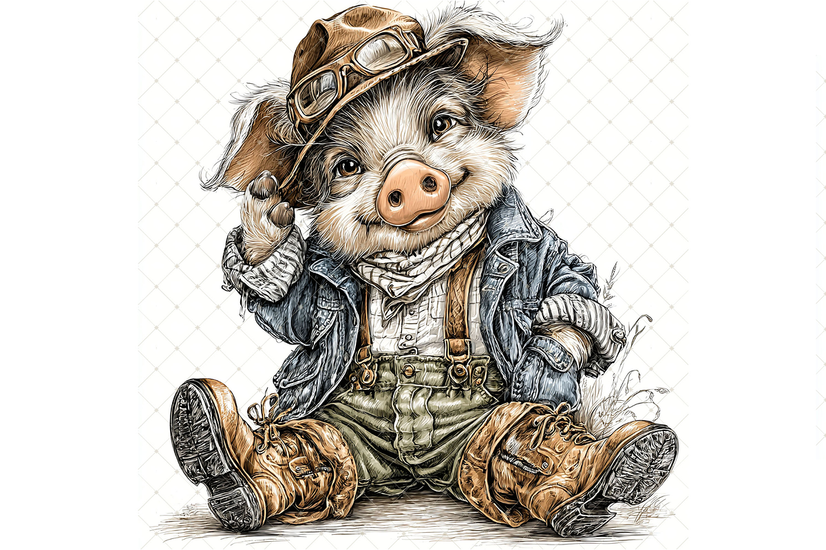 Piglet In Outfit Clipart JPG, an Animal Illustration by Memories By Lea (Photo 20 of 20)