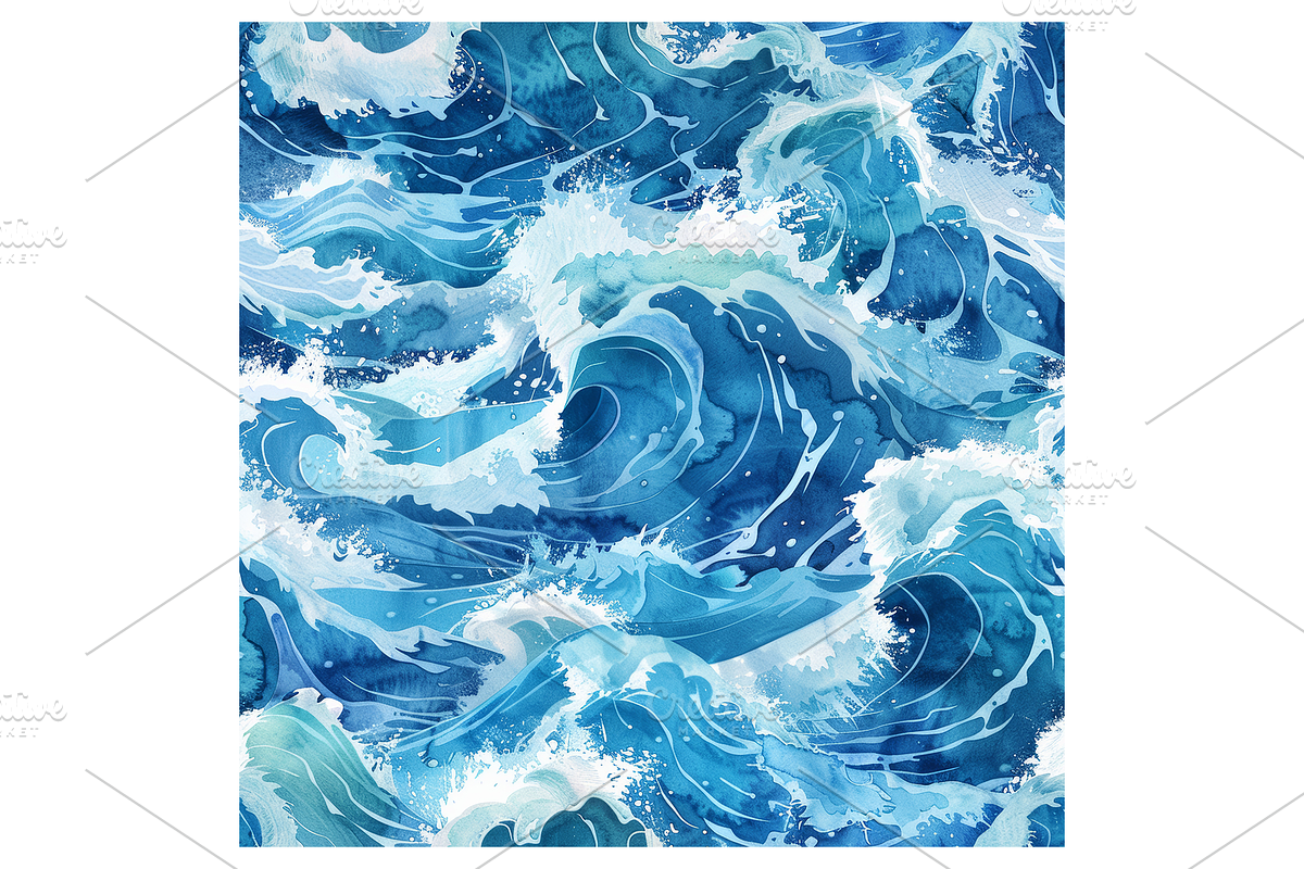 Watercolor Waves Digital Paper, a Pattern Graphic by Chromolume Studio (Photo 12 of 28)