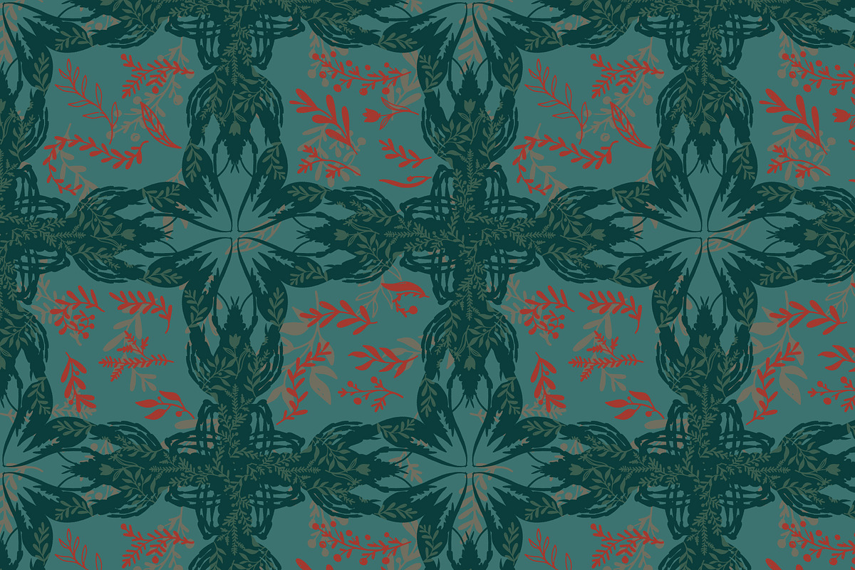 Lobster Meadow Lace Folk, a Pattern Graphic by NayaChu (Photo 3 of 11)