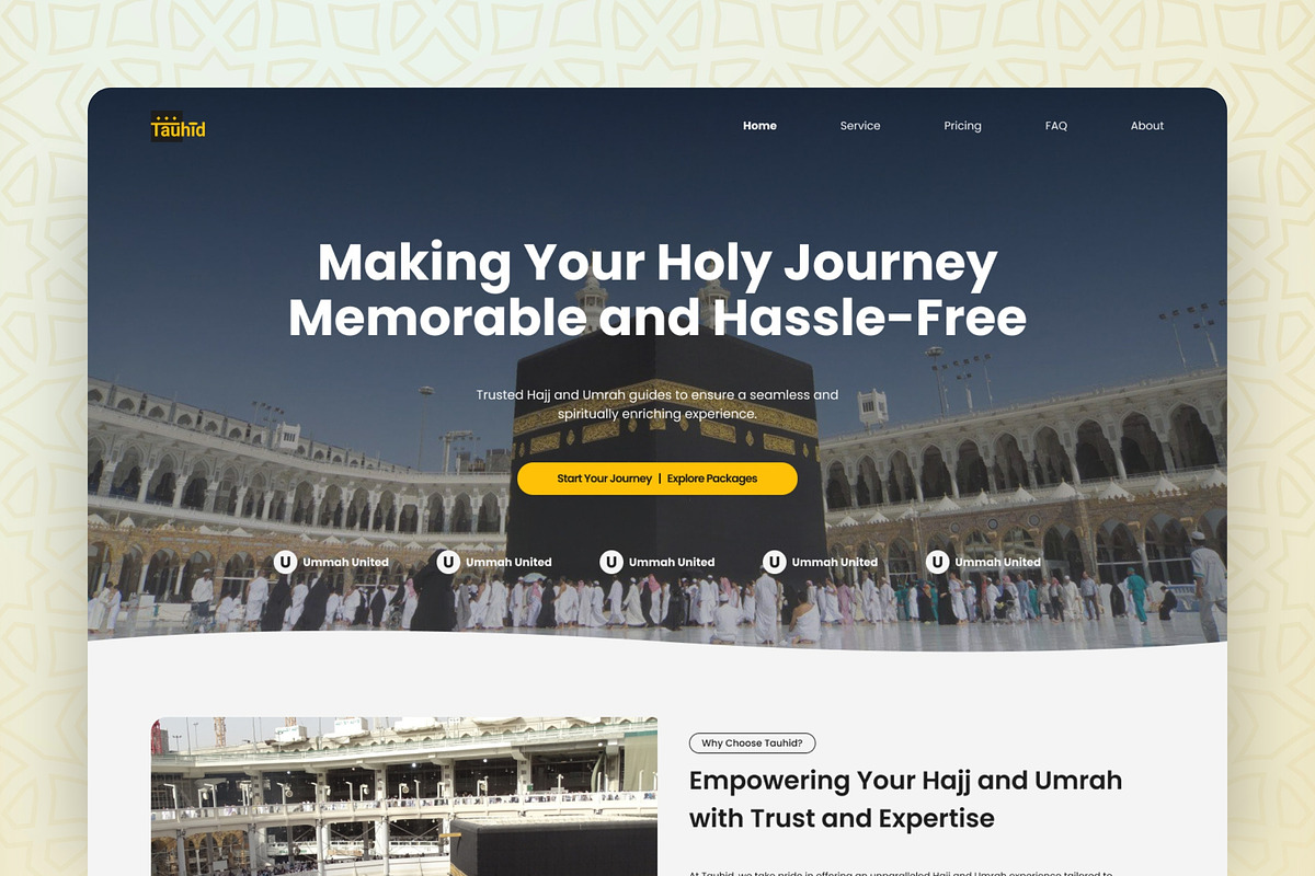 Tauhid - Hajj Agency Landing Page, a Landing Page Template by FIBRINOSÄ (Photo 3 of 5)