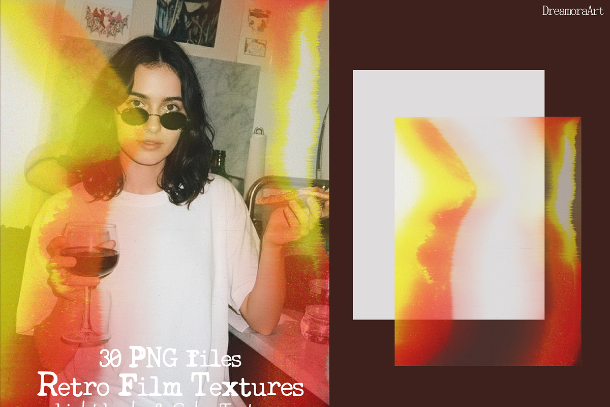 Retro Film Textures 30 Overlays PNG, a Texture Graphic by DreamoraArt (Photo 12 of 16)