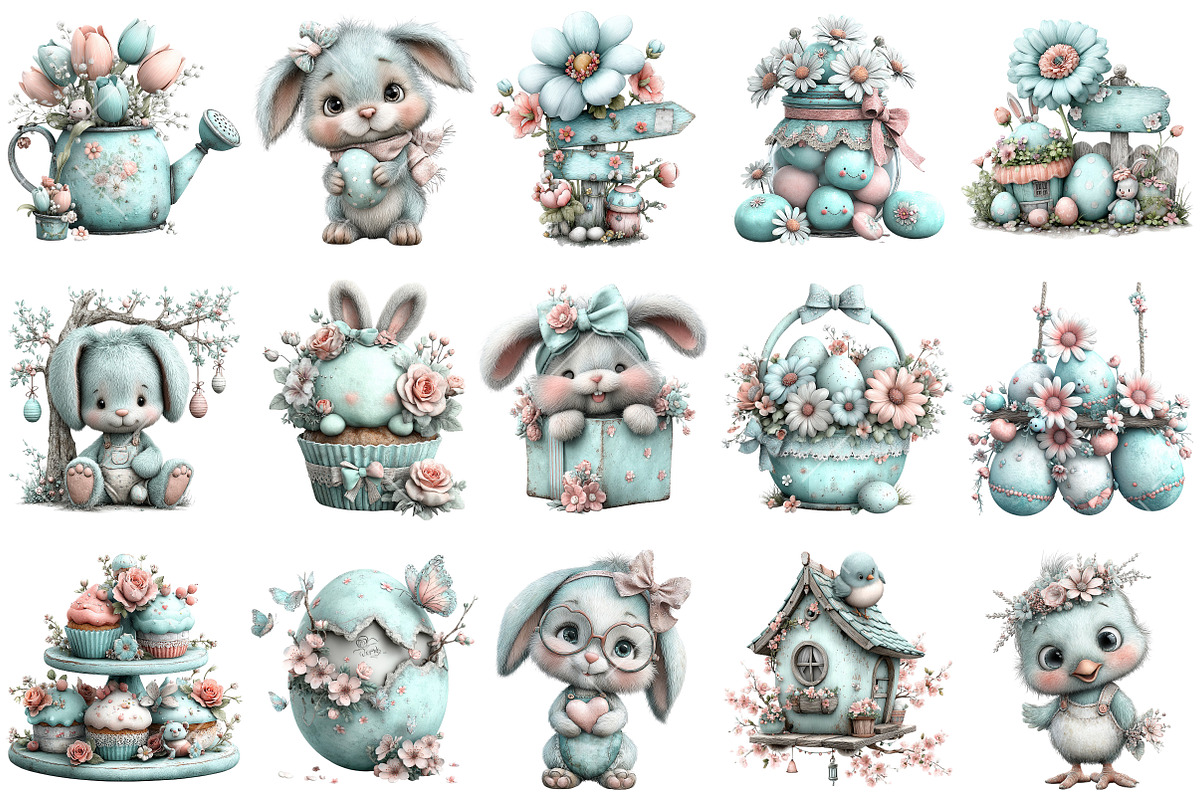 Whimsical Pastel Easter Clipart, an Illustration by OK Design (Photo 3 of 6)